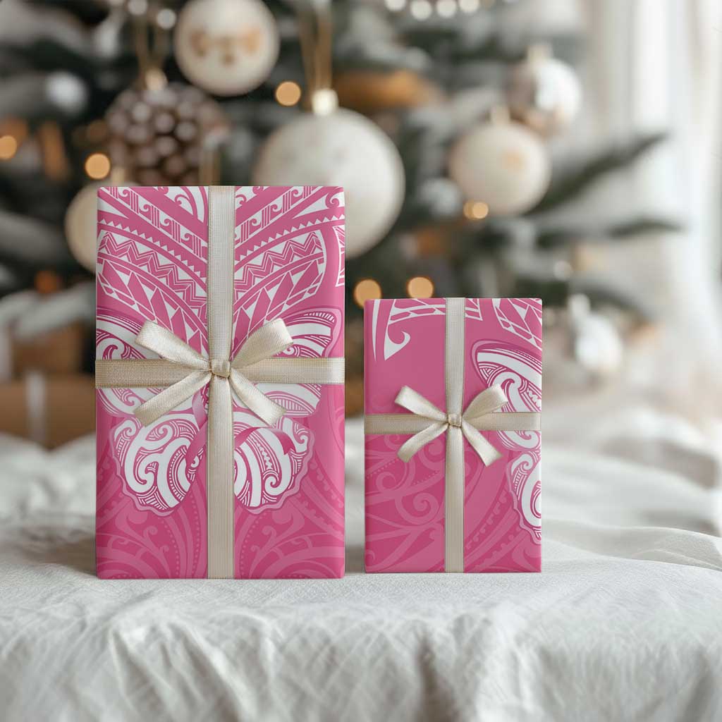 New Zealand Breast Cancer Awareness Wrapping Paper Maori Butterfly Pink Ribbon - Polynesian Pride