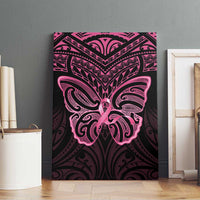 New Zealand Breast Cancer Awareness Canvas Wall Art Maori Butterfly Pink Ribbon Black Version - Polynesian Pride