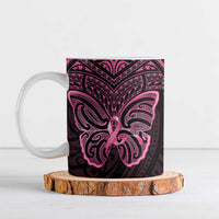 New Zealand Breast Cancer Awareness Ceramic Mug Maori Butterfly Pink Ribbon Black Version - Polynesian Pride