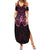 New Zealand Breast Cancer Awareness Family Matching Summer Maxi Dress and Hawaiian Shirt Maori Butterfly Pink Ribbon Black Version - Polynesian Pride