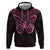 New Zealand Breast Cancer Awareness Hoodie Maori Butterfly Pink Ribbon Black Version - Polynesian Pride