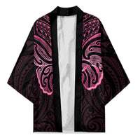 New Zealand Breast Cancer Awareness Kimono Maori Butterfly Pink Ribbon Black Version - Polynesian Pride