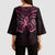 New Zealand Breast Cancer Awareness Kimono Sleeve Blouse Maori Butterfly Pink Ribbon Black Version - Polynesian Pride