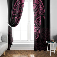 New Zealand Breast Cancer Awareness Window Curtain Maori Butterfly Pink Ribbon Black Version - Polynesian Pride