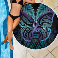 Suicide Prevention New Zealand Beach Blanket Aotearoa Maori Butterfly Mix Silver Fern - Polynesian Pride