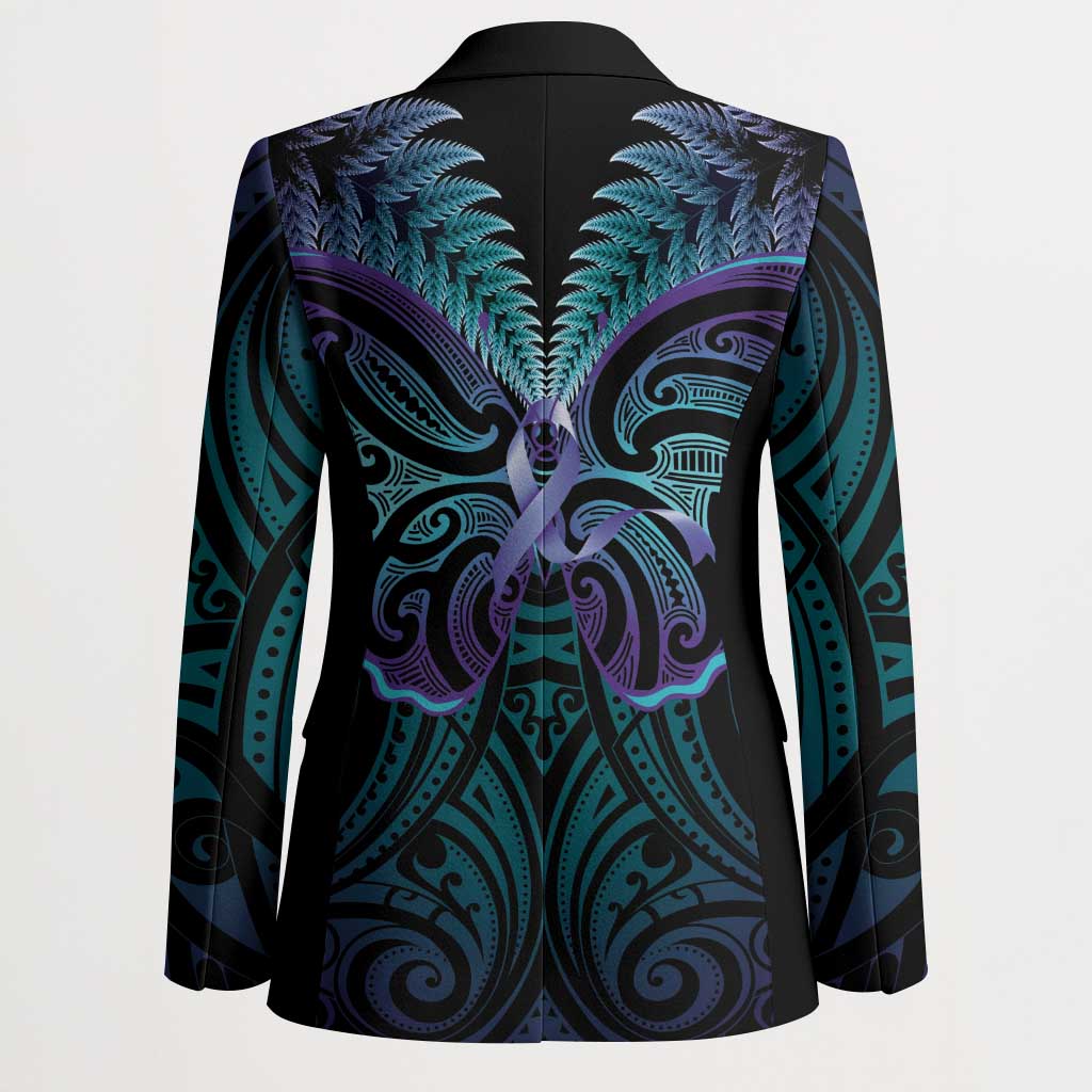 Suicide Prevention New Zealand Blazer Aotearoa Maori Butterfly Mix Silver Fern - Polynesian Pride