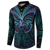 Suicide Prevention New Zealand Button Sweatshirt Aotearoa Maori Butterfly Mix Silver Fern - Polynesian Pride