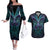 Suicide Prevention New Zealand Couples Matching Off The Shoulder Long Sleeve Dress and Hawaiian Shirt Aotearoa Maori Butterfly Mix Silver Fern - Polynesian Pride