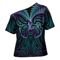 Suicide Prevention New Zealand Cross Shoulder Shirt Aotearoa Maori Butterfly Mix Silver Fern - Polynesian Pride