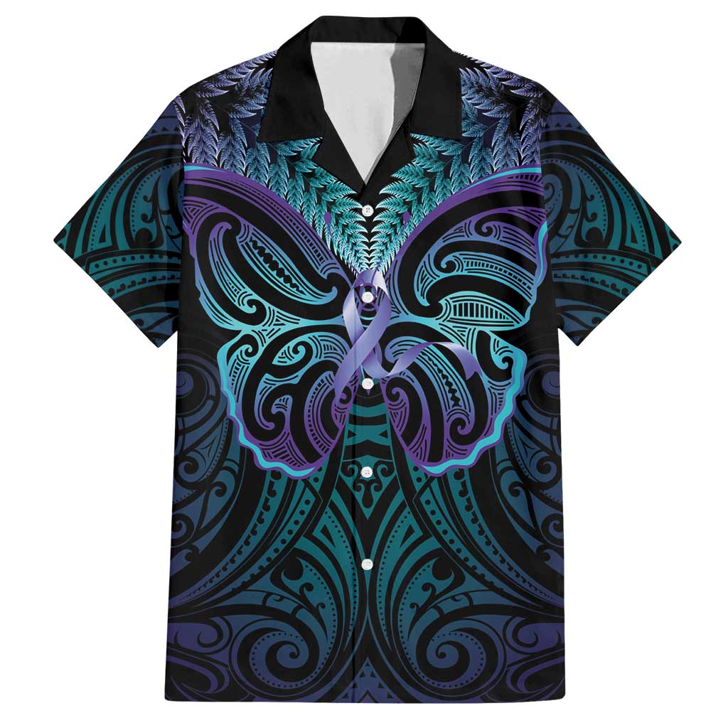 Suicide Prevention New Zealand Family Matching Long Sleeve Bodycon Dress and Hawaiian Shirt Aotearoa Maori Butterfly Mix Silver Fern - Polynesian Pride
