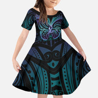 Suicide Prevention New Zealand Family Matching Mermaid Dress and Hawaiian Shirt Aotearoa Maori Butterfly Mix Silver Fern - Polynesian Pride