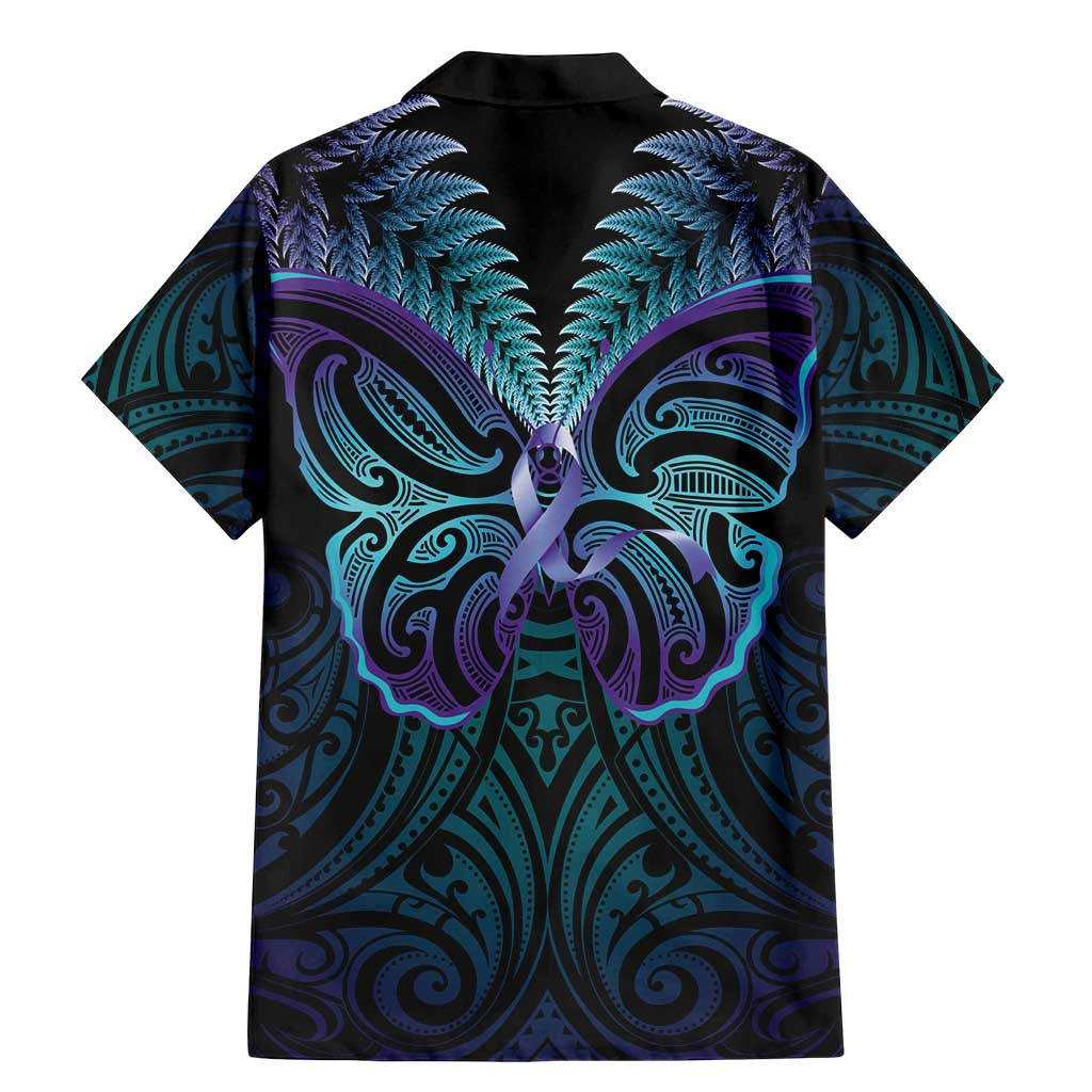 Suicide Prevention New Zealand Family Matching Mermaid Dress and Hawaiian Shirt Aotearoa Maori Butterfly Mix Silver Fern - Polynesian Pride