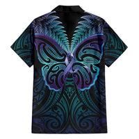 Suicide Prevention New Zealand Family Matching Puletasi and Hawaiian Shirt Aotearoa Maori Butterfly Mix Silver Fern - Polynesian Pride