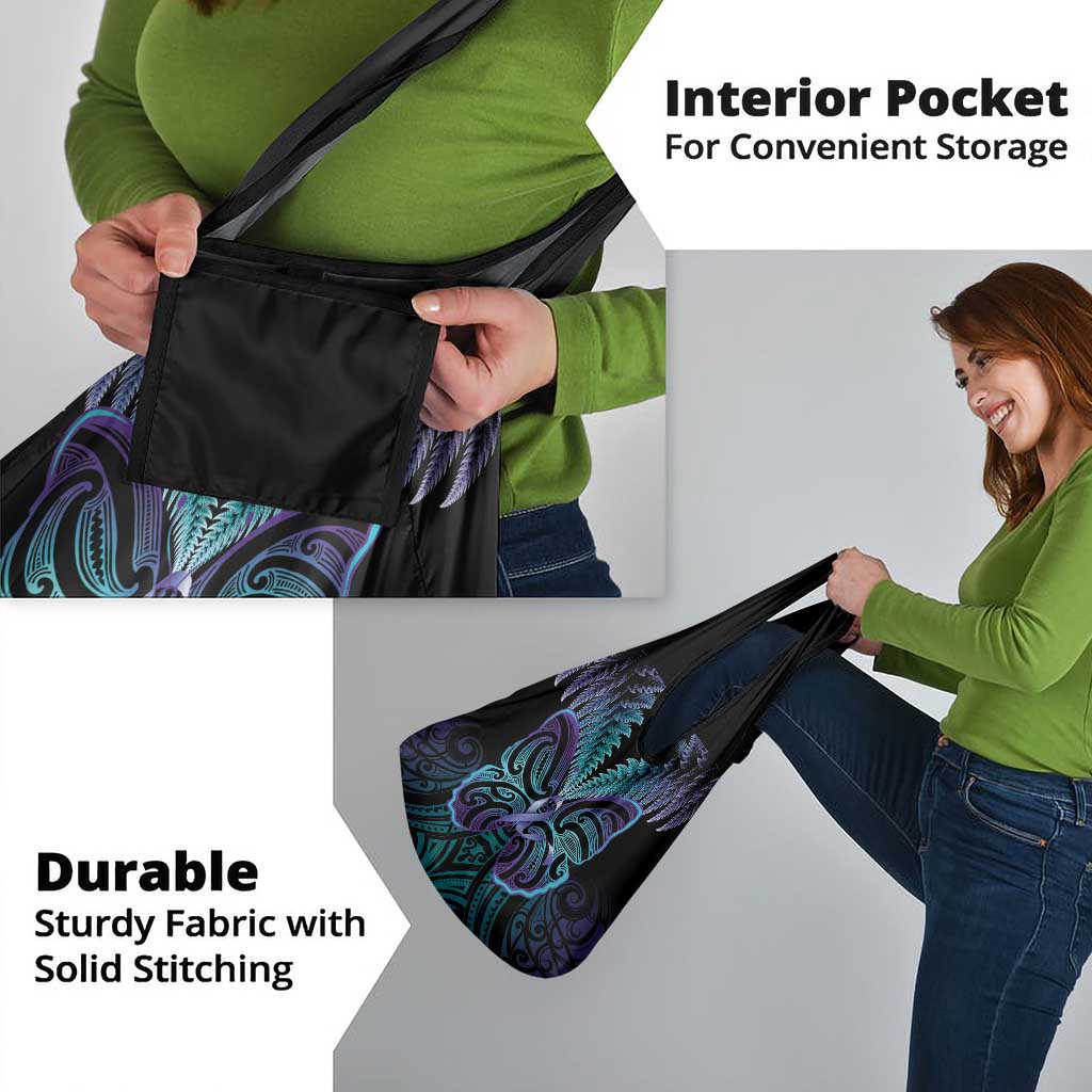 Suicide Prevention New Zealand Grocery Bag Aotearoa Maori Butterfly Mix Silver Fern - Polynesian Pride