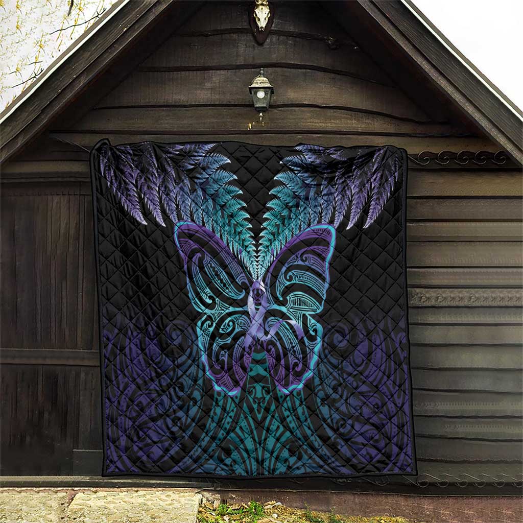 Suicide Prevention New Zealand Quilt Aotearoa Maori Butterfly Mix Silver Fern - Polynesian Pride