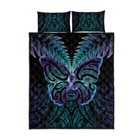 Suicide Prevention New Zealand Quilt Bed Set Aotearoa Maori Butterfly Mix Silver Fern - Polynesian Pride