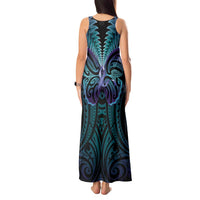 Suicide Prevention New Zealand Tank Maxi Dress Aotearoa Maori Butterfly Mix Silver Fern - Polynesian Pride
