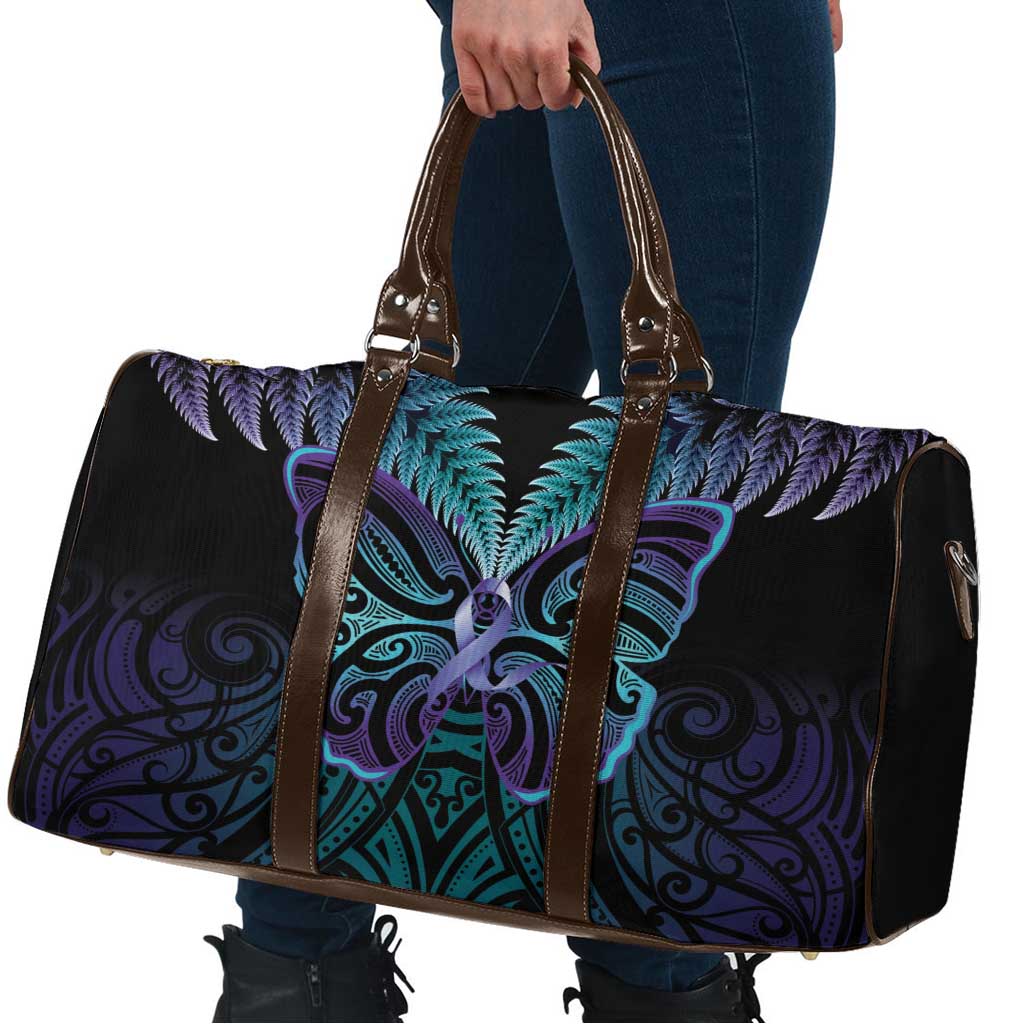Suicide Prevention New Zealand Travel Bag Aotearoa Maori Butterfly Mix Silver Fern - Polynesian Pride