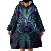 Suicide Prevention New Zealand Wearable Blanket Hoodie Aotearoa Maori Butterfly Mix Silver Fern - Polynesian Pride