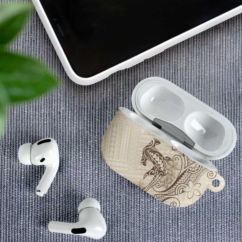 Beige Hawaii AirPods Case Hammerhead Shark Tattoo Curve Polynesian - Polynesian Pride