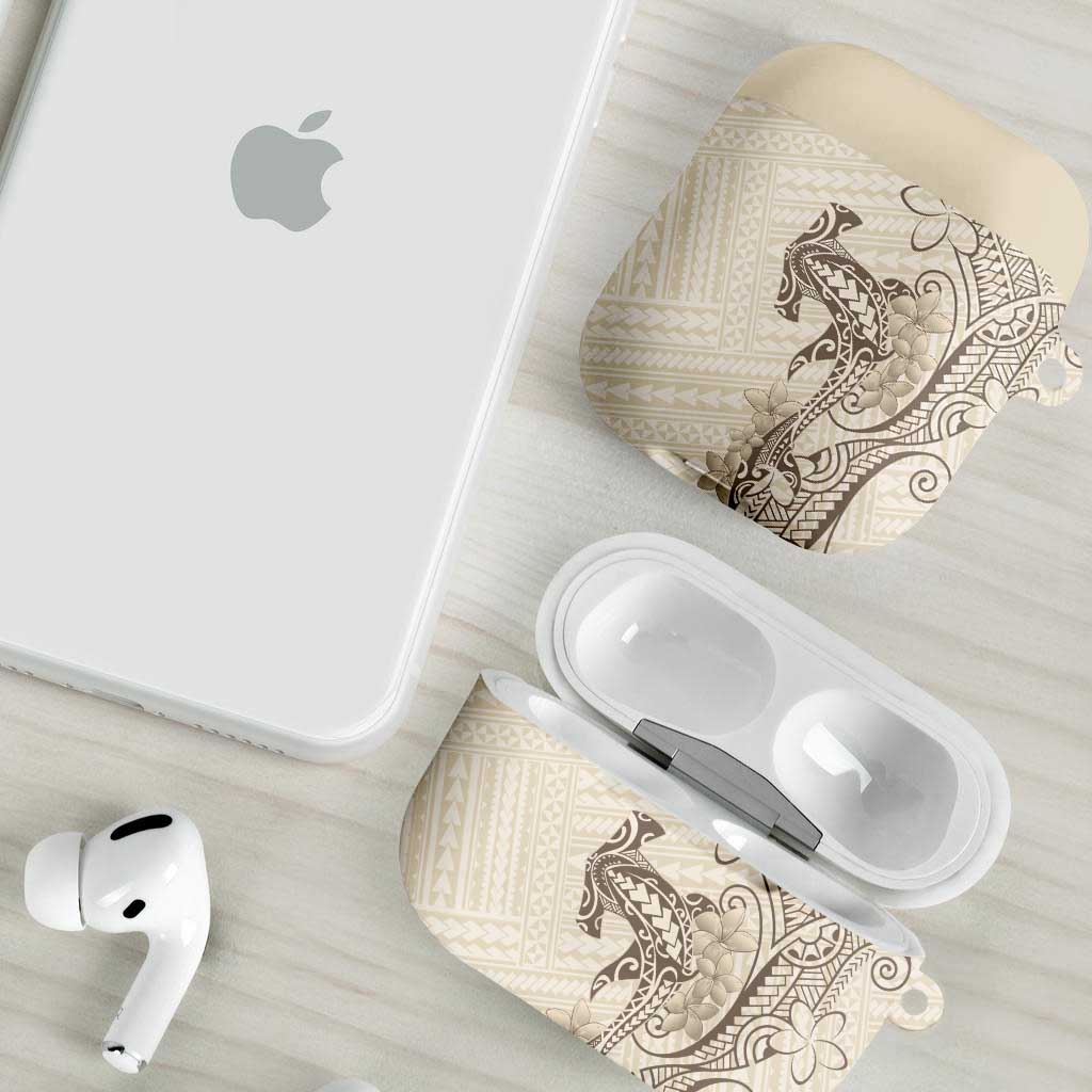Beige Hawaii AirPods Case Hammerhead Shark Tattoo Curve Polynesian - Polynesian Pride