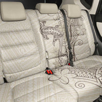 Beige Hawaii Back Car Seat Cover Hammerhead Shark Tattoo Curve Polynesian - Polynesian Pride