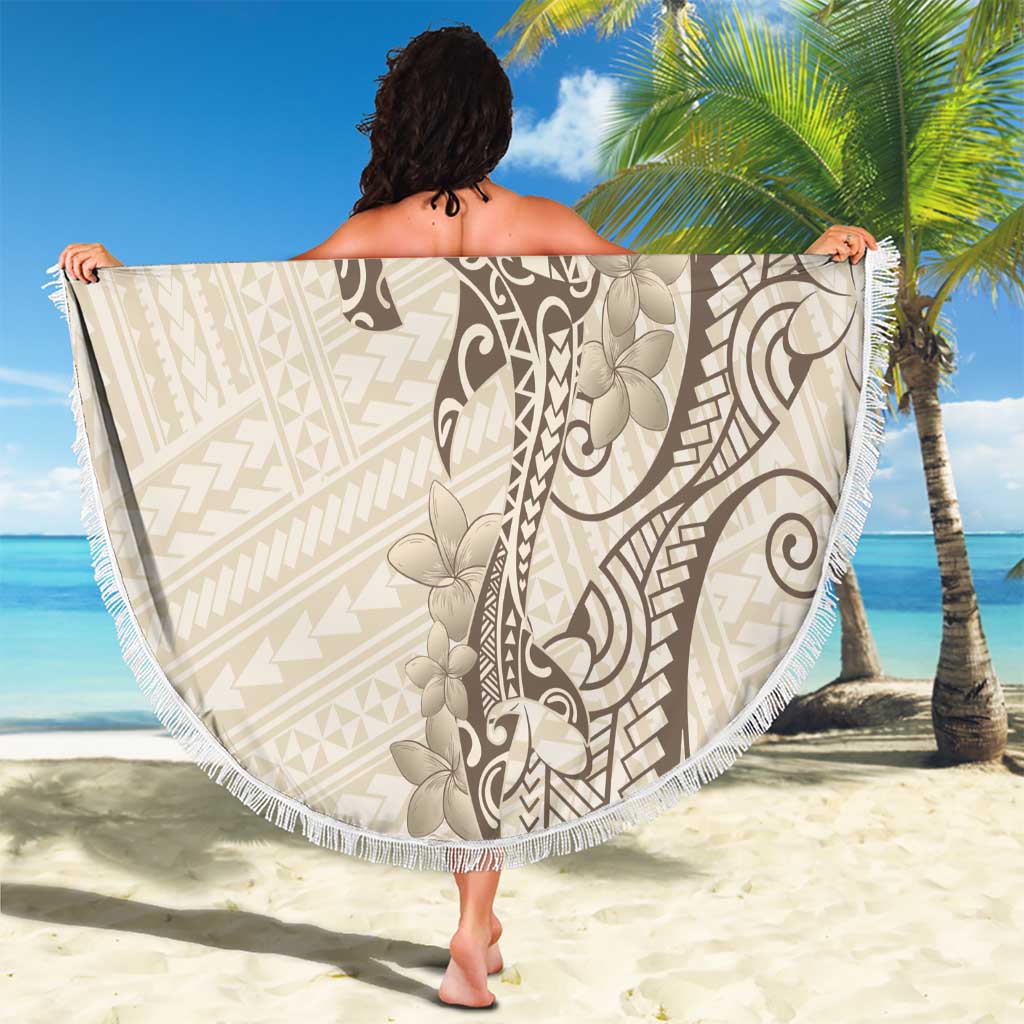 Beige Hawaii Beach Blanket Hammerhead Shark Tattoo Curve Polynesian - Polynesian Pride