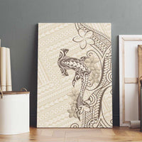 Beige Hawaii Canvas Wall Art Hammerhead Shark Tattoo Curve Polynesian - Polynesian Pride