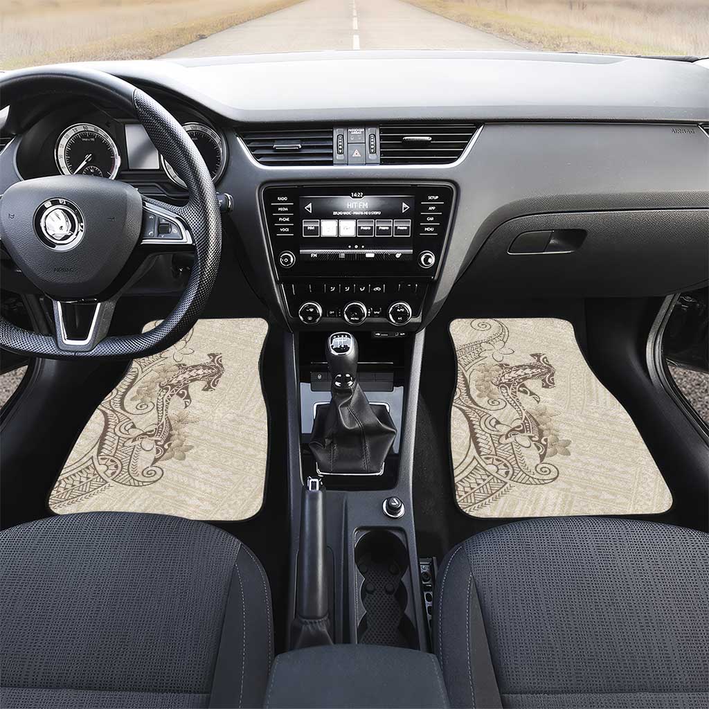Beige Hawaii Car Mats Hammerhead Shark Tattoo Curve Polynesian - Polynesian Pride
