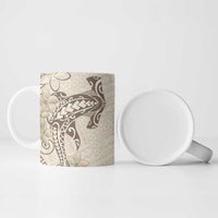 Beige Hawaii Ceramic Mug Hammerhead Shark Tattoo Curve Polynesian - Polynesian Pride