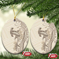 Beige Hawaii Ceramic Ornament Hammerhead Shark Tattoo Curve Polynesian - Polynesian Pride