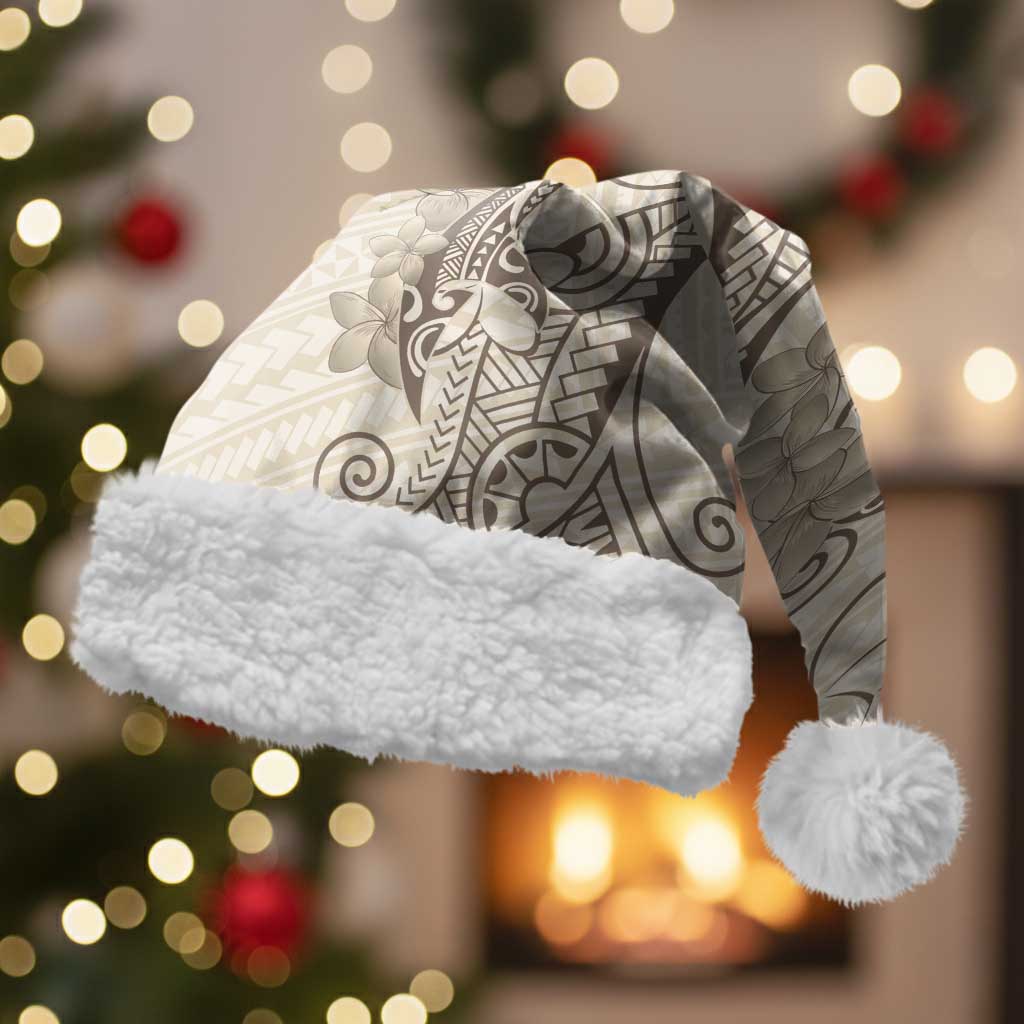Beige Hawaii Christmas Santa Hat Hammerhead Shark Tattoo Curve Polynesian - Polynesian Pride