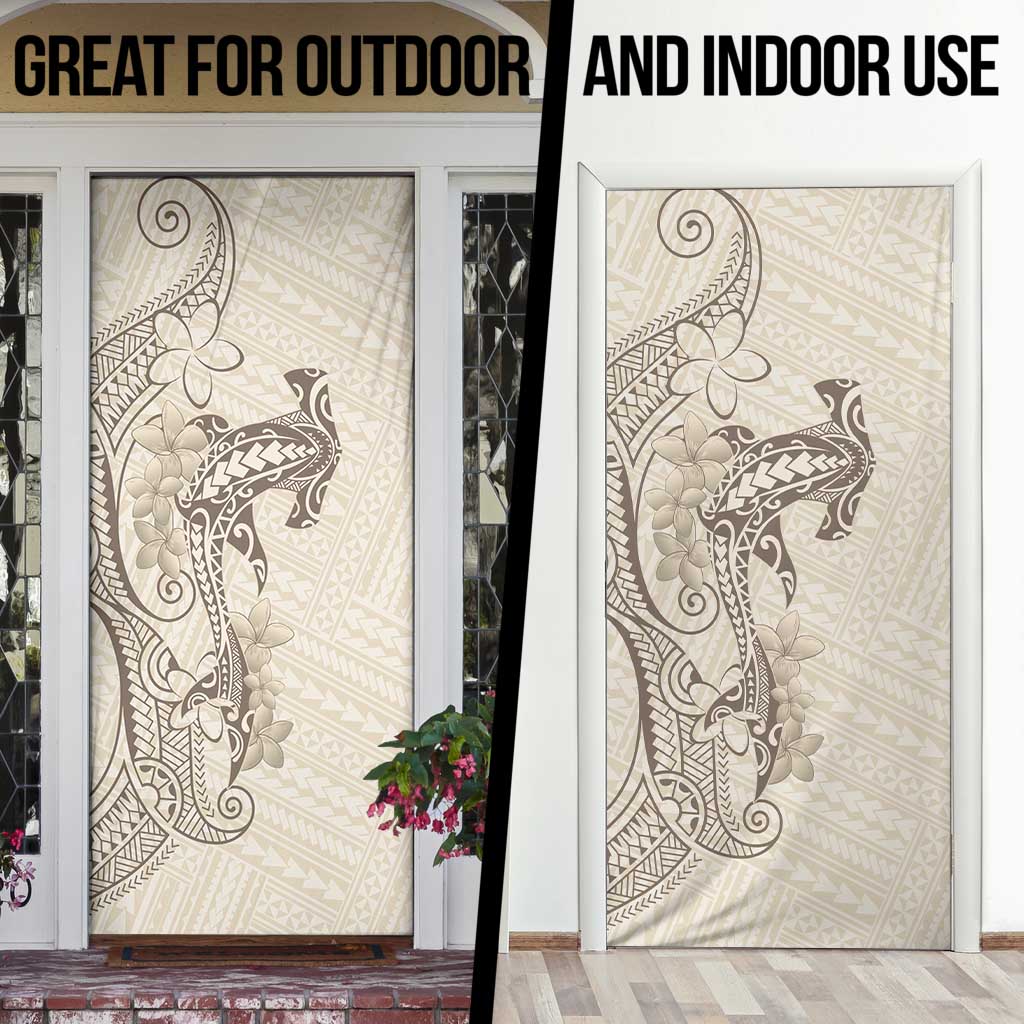 Beige Hawaii Door Cover Hammerhead Shark Tattoo Curve Polynesian - Polynesian Pride
