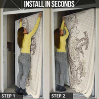 Beige Hawaii Door Cover Hammerhead Shark Tattoo Curve Polynesian - Polynesian Pride