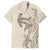 Beige Hawaii Family Matching Off The Shoulder Long Sleeve Dress and Hawaiian Shirt Hammerhead Shark Tattoo Curve Polynesian - Polynesian Pride