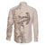 Beige Hawaii Family Matching Off The Shoulder Long Sleeve Dress and Hawaiian Shirt Hammerhead Shark Tattoo Curve Polynesian - Polynesian Pride