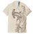 Beige Hawaii Family Matching Summer Maxi Dress and Hawaiian Shirt Hammerhead Shark Tattoo Curve Polynesian - Polynesian Pride
