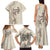 Beige Hawaii Family Matching Tank Maxi Dress and Hawaiian Shirt Hammerhead Shark Tattoo Curve Polynesian - Polynesian Pride