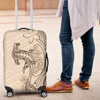Beige Hawaii Luggage Cover Hammerhead Shark Tattoo Curve Polynesian - Polynesian Pride