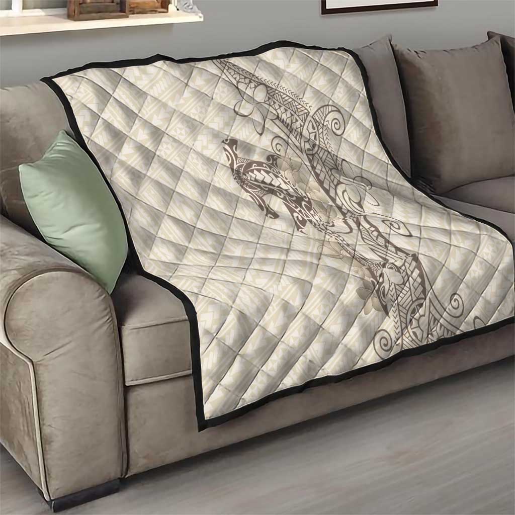 Beige Hawaii Quilt Hammerhead Shark Tattoo Curve Polynesian - Polynesian Pride