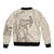 Beige Hawaii Sleeve Zip Bomber Jacket Hammerhead Shark Tattoo Curve Polynesian - Polynesian Pride