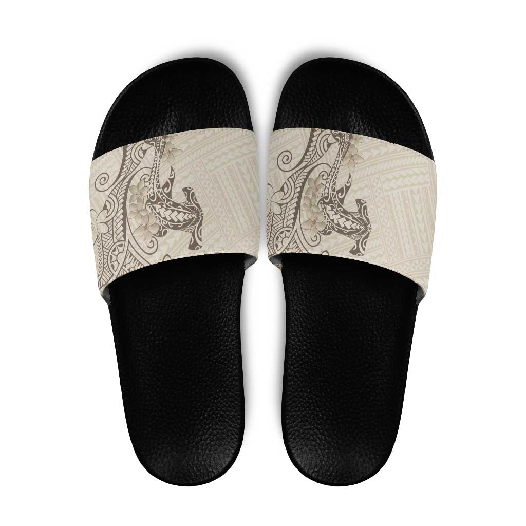 Beige Hawaii Slide Sandals Hammerhead Shark Tattoo Curve Polynesian LT14 Beige - Polynesian Pride