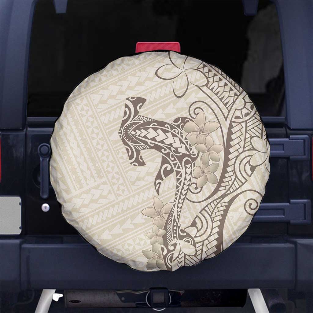 Beige Hawaii Spare Tire Cover Hammerhead Shark Tattoo Curve Polynesian - Polynesian Pride