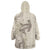 Beige Hawaii Wearable Blanket Hoodie Hammerhead Shark Tattoo Curve Polynesian - Polynesian Pride