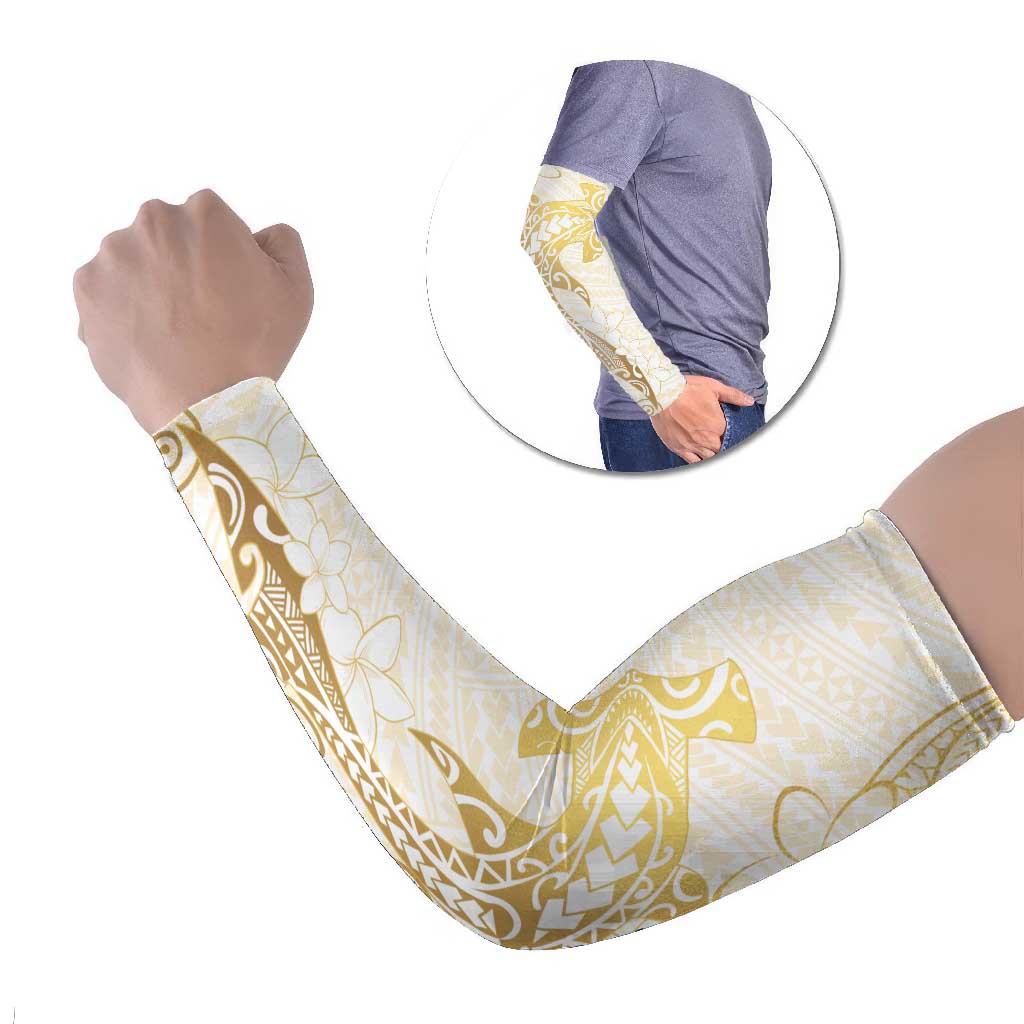 Gold and White Hawaii Arm Sleeves Hammerhead Shark Tattoo Curve Polynesian - Polynesian Pride