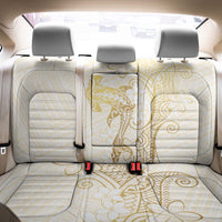 Gold and White Hawaii Back Car Seat Cover Hammerhead Shark Tattoo Curve Polynesian - Polynesian Pride