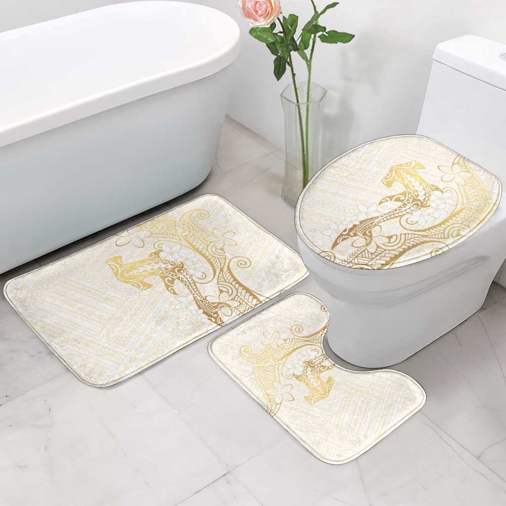 Gold and White Hawaii Bathroom Set Hammerhead Shark Tattoo Curve Polynesian - Polynesian Pride