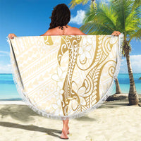 Gold and White Hawaii Beach Blanket Hammerhead Shark Tattoo Curve Polynesian - Polynesian Pride