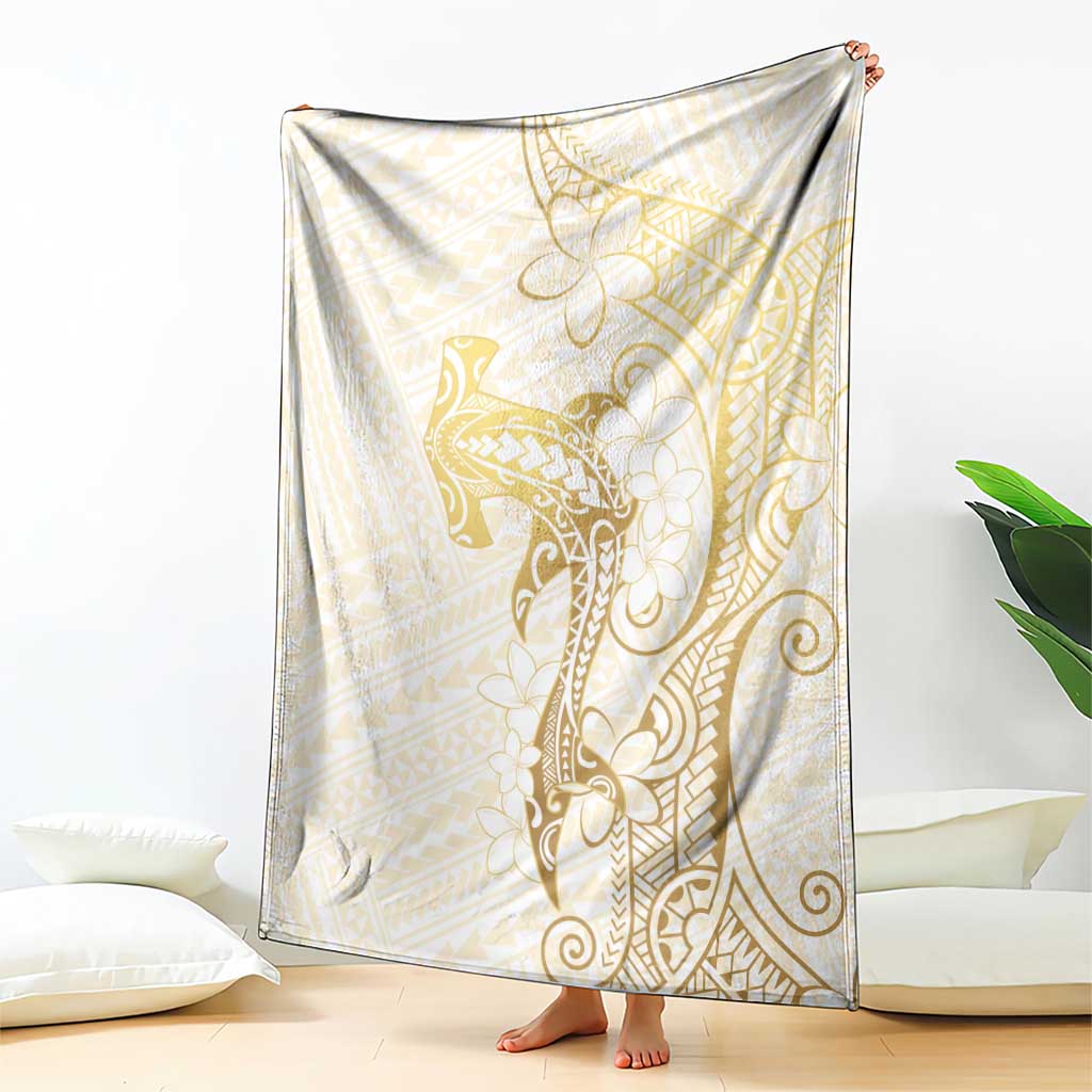 Gold and White Hawaii Blanket Hammerhead Shark Tattoo Curve Polynesian - Polynesian Pride