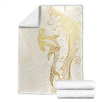 Gold and White Hawaii Blanket Hammerhead Shark Tattoo Curve Polynesian - Polynesian Pride